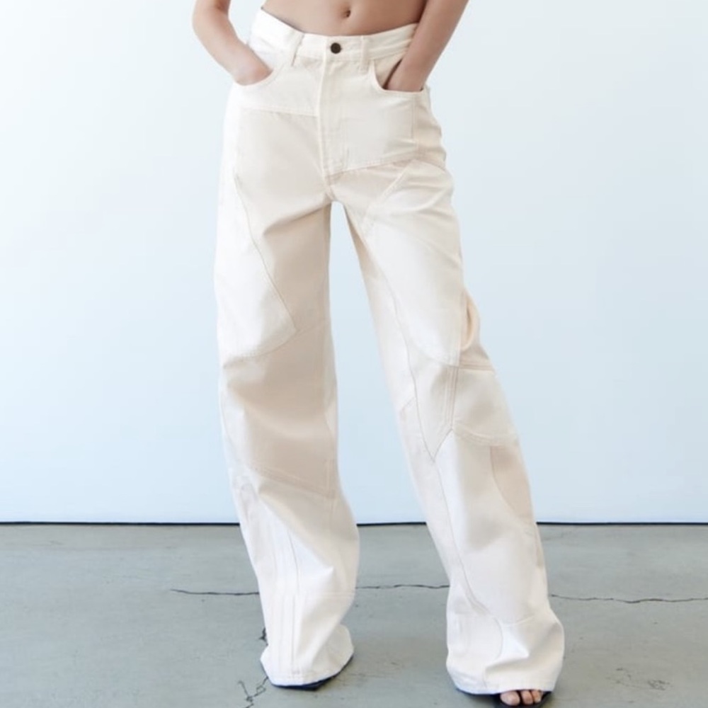 ZARA ZW MID RISE PATCHWORK PANTS